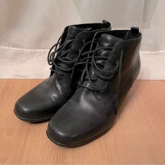 Clarks Black Leather Granny Boots - Picture 2 of 5